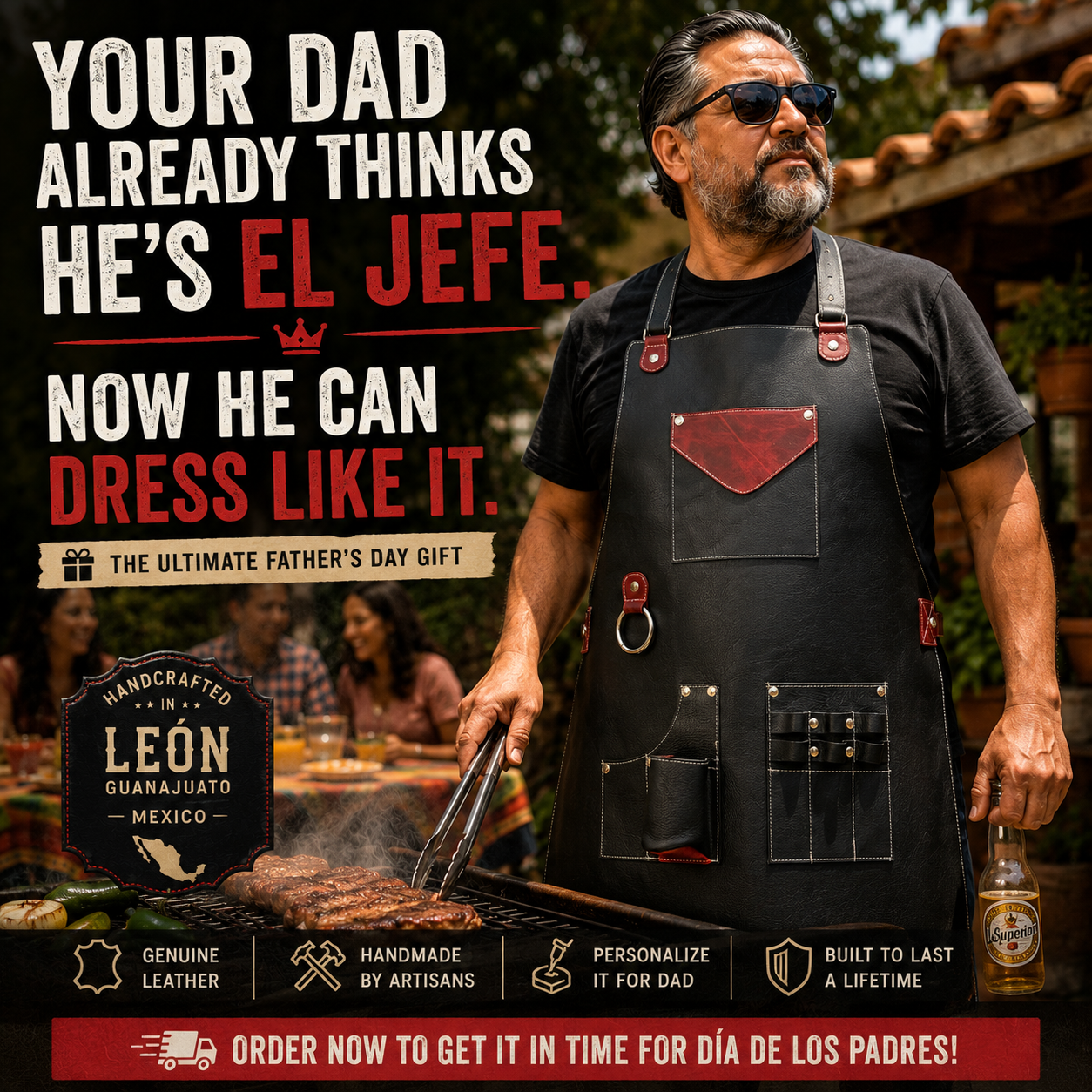 Genuine Leather "El Jefe" Grilling Apron