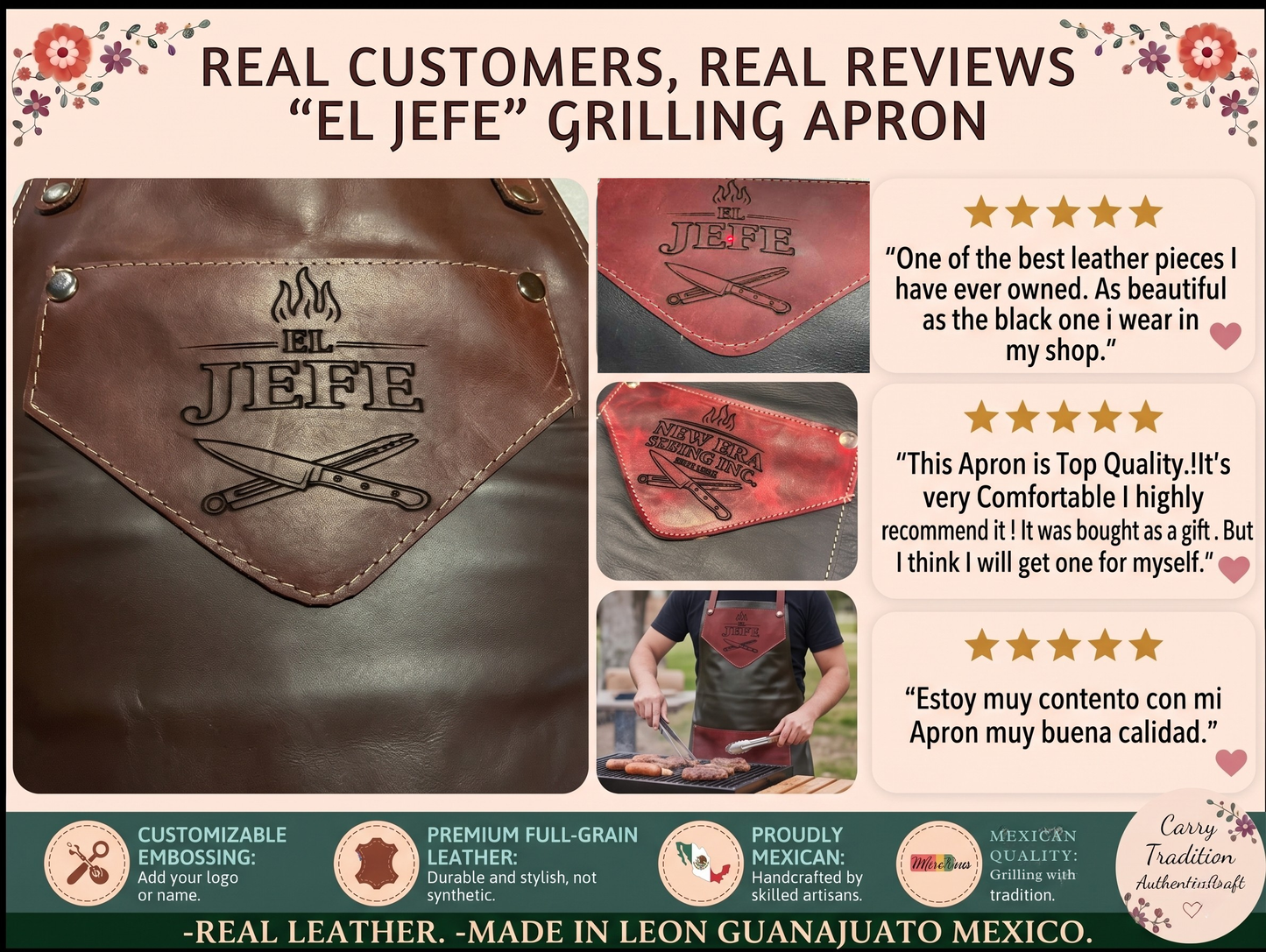 Genuine Leather "El Jefe" Grilling Apron