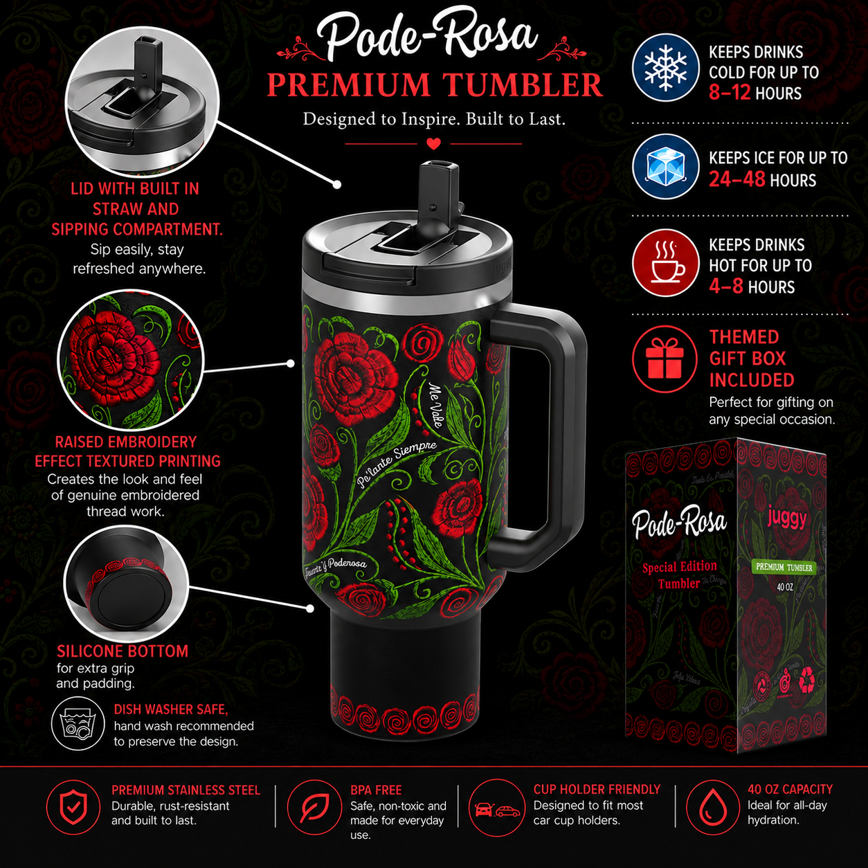 Pode-Rosa Tumbler 40oz