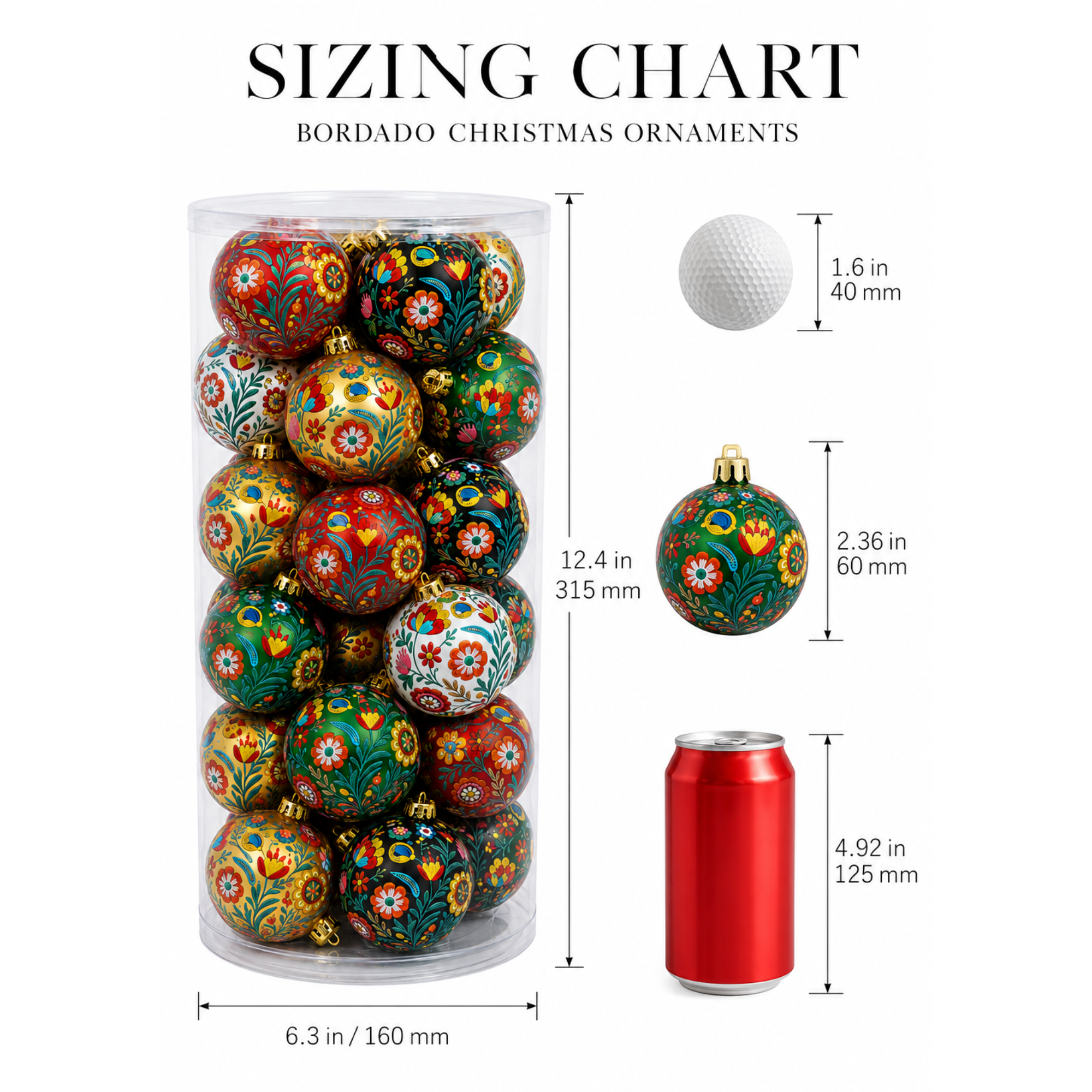 Premium Bordado Navidad Tree Ornaments