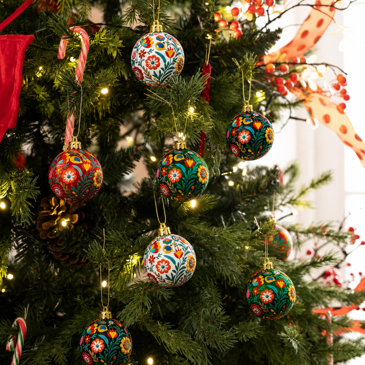 Premium Bordado Navidad Tree Ornaments