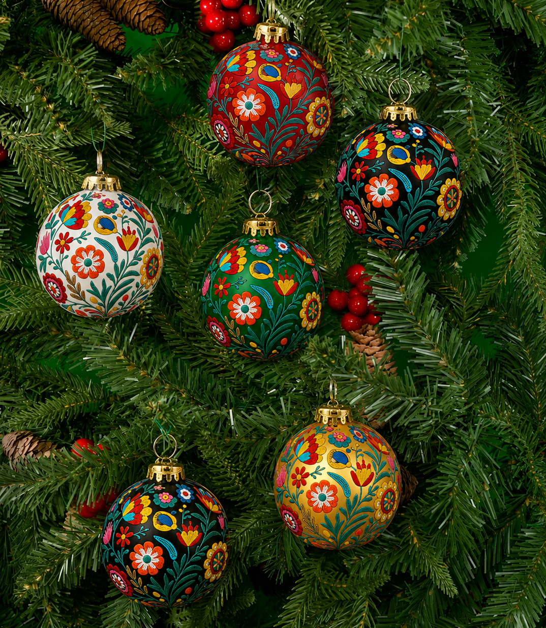 Premium Bordado Navidad Tree Ornaments