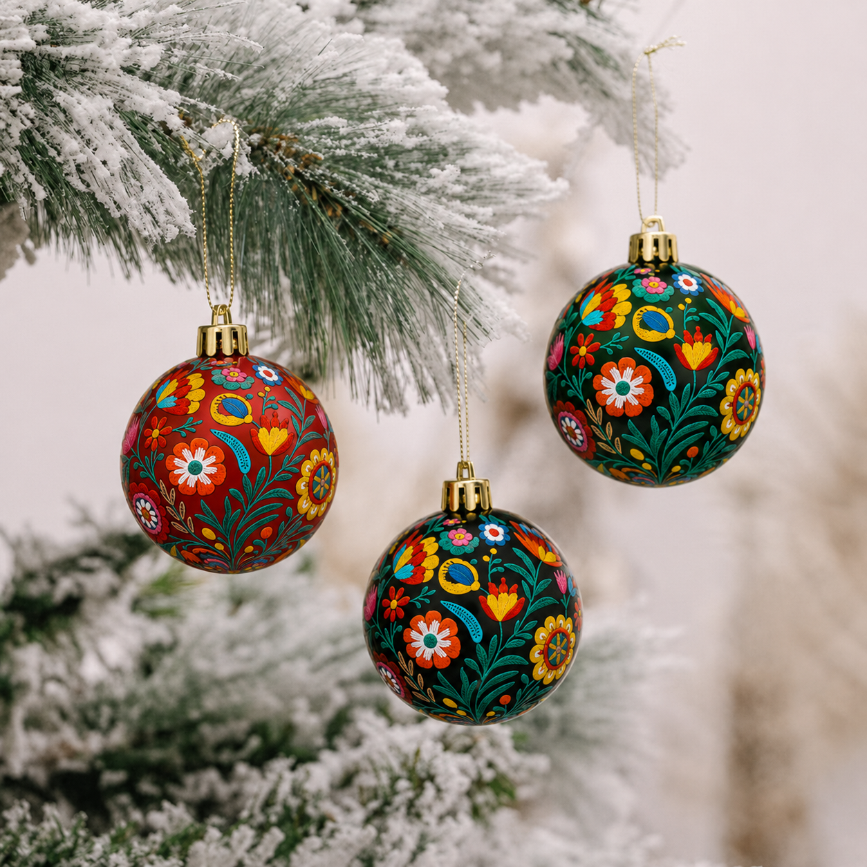 Premium Bordado Navidad Tree Ornaments