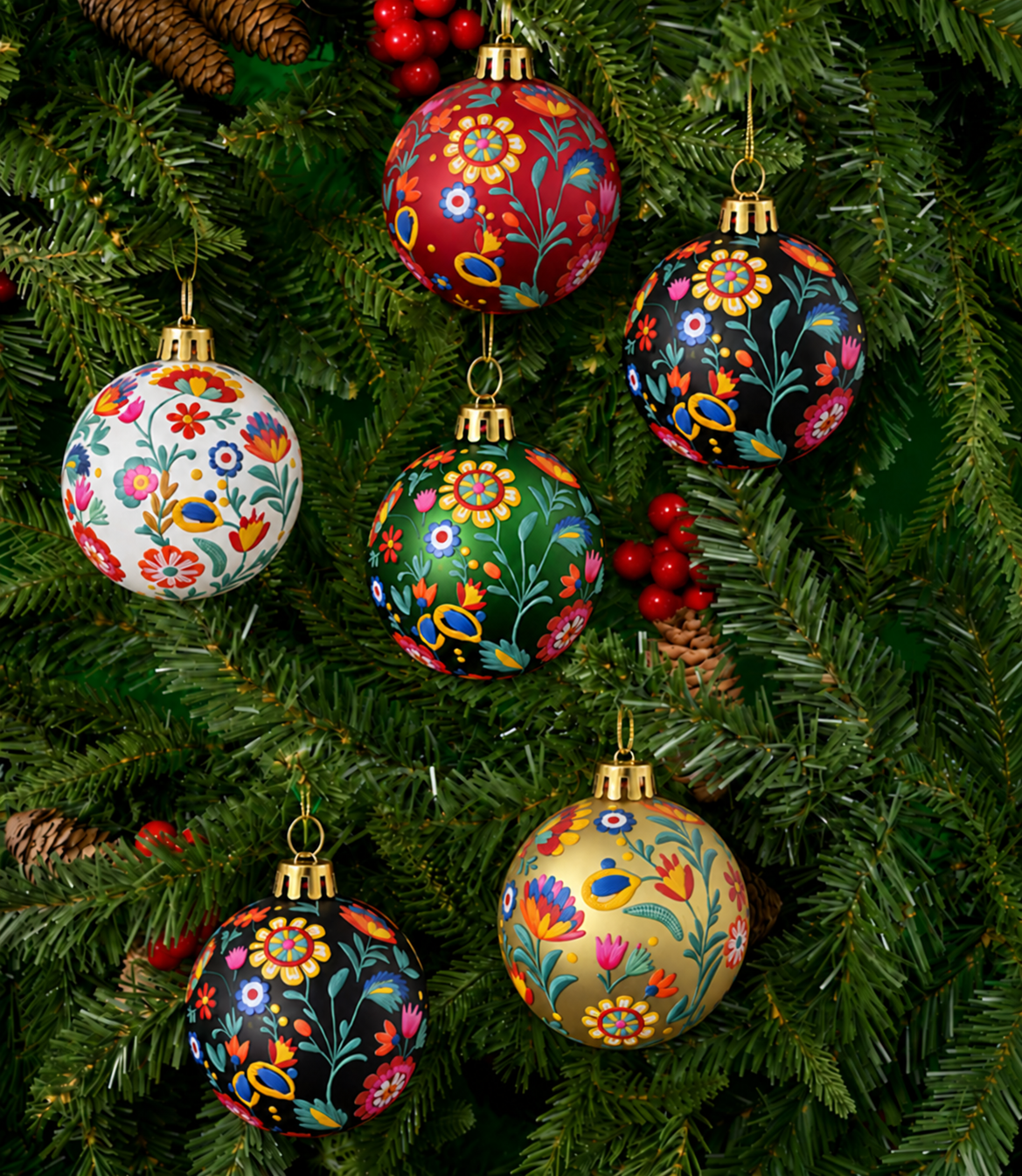Premium Bordado Navidad Tree Ornaments