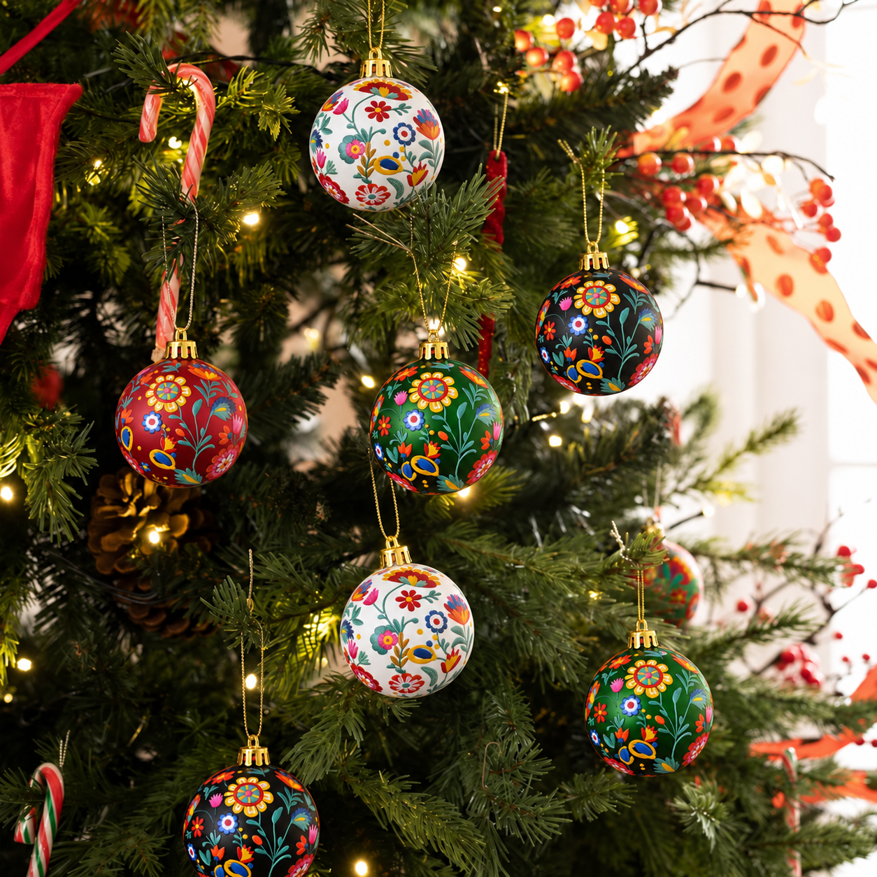 Premium Bordado Navidad Tree Ornaments