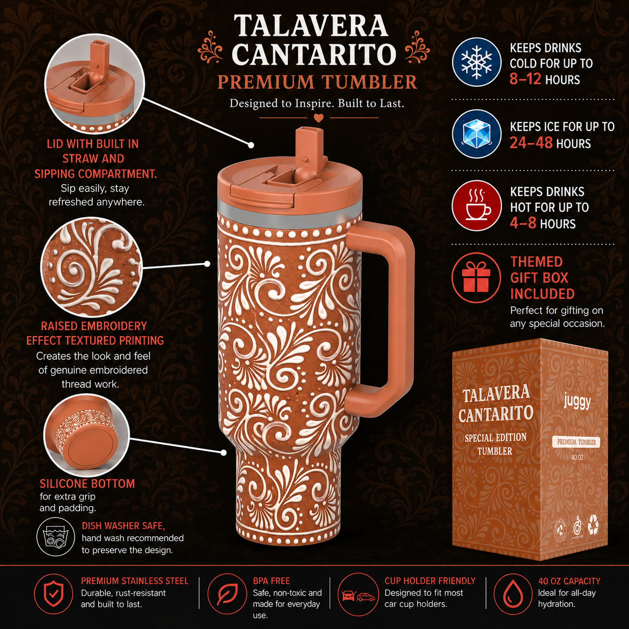 Talavera Cantarito 40oz Tumbler