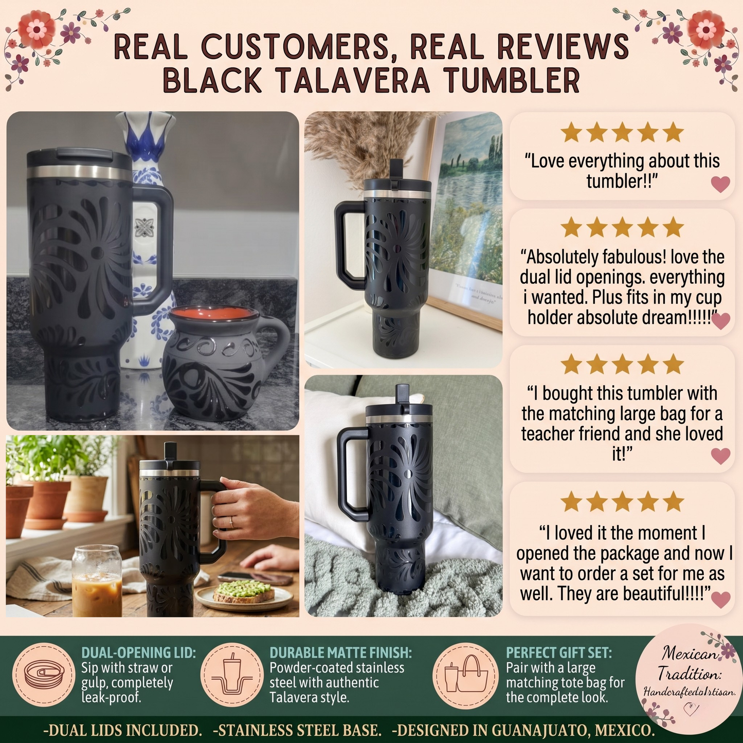 Black Talavera 40 OZ Tumbler