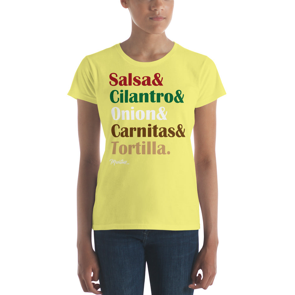 Salsa & Cilantro & Onion & Carnitas & Tortilla Women's Premium Tee